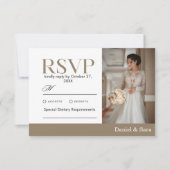 Modern Minimalist Wedding RSVP Card with Photo Kaartje (Voorkant)