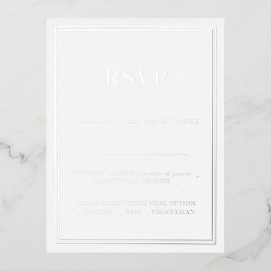 Modern minimalist Wedding RSVP Folie Uitnodiging Briefkaart (Voorkant)