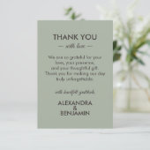 Modern Minimalist Wedding | Sage Green Timeless  Bedankkaart (Staand voorkant)