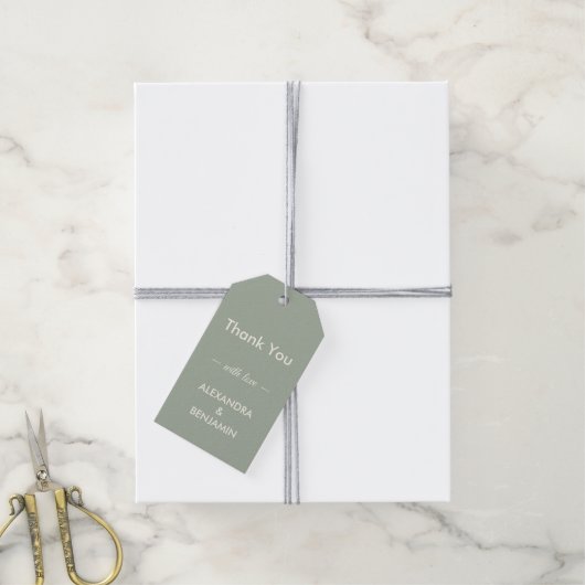 Modern Minimalist Wedding | Sage Green Timeless Cadeaulabel (Met Touw)