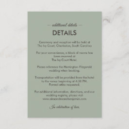 Modern Minimalist Wedding | Sage Green Timeless  Informatiekaartje