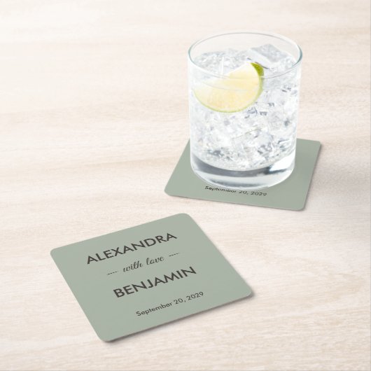 Modern Minimalist Wedding | Sage Green Timeless  Kartonnen Onderzetters (Insitu)