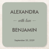 Modern Minimalist Wedding | Sage Green Timeless  Kartonnen Onderzetters (Voorkant)
