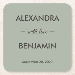 Modern Minimalist Wedding | Sage Green Timeless  Kartonnen Onderzetters