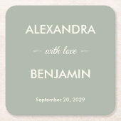 Modern Minimalist Wedding | Sage Green Timeless Kartonnen Onderzetters (Voorkant)
