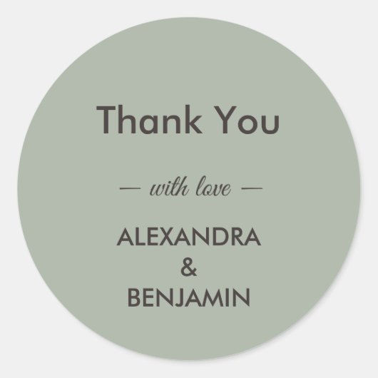 Modern Minimalist Wedding | Sage Green Timeless  Ronde Sticker (Voorkant)