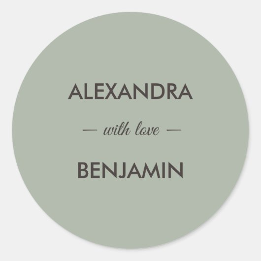 Modern Minimalist Wedding | Sage Green Timeless  Ronde Sticker (Voorkant)