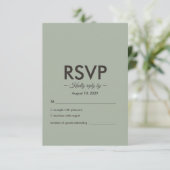 Modern Minimalist Wedding | Sage Green Timeless RSVP Kaartje (Staand voorkant)