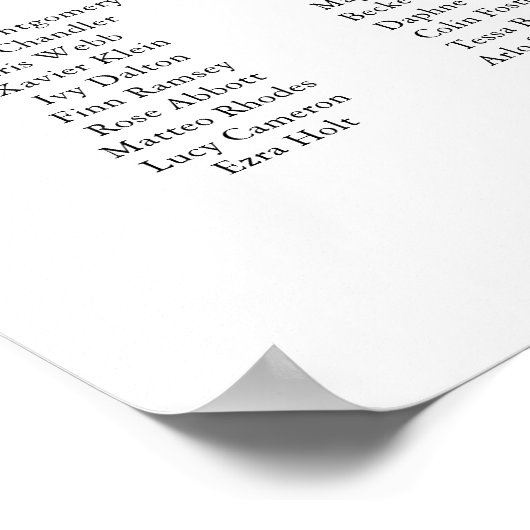 Modern Minimalist Wedding Seating Chart 15 Tables Poster (Hoek)