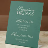 Modern Minimalist Wedding Signature Drinks Reclamebord Met Voetstuk