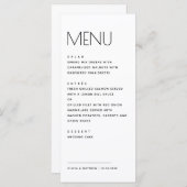 Modern Minimalist Wedding. Simple Clean Typography Menu (Voorkant / Achterkant)