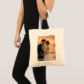 Modern Minimalist Wedding Sunset Beach Photo Tote Bag (Voorkant (product))