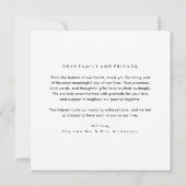 Modern Minimalist Wedding Thank You Card With Note Bedankkaart (Achterkant)