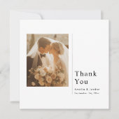 Modern Minimalist Wedding Thank You Card With Note Bedankkaart (Voorkant)