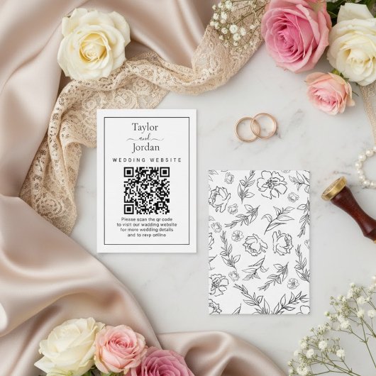Modern Minimalist Wedding Website QR Code Card Informatiekaartje