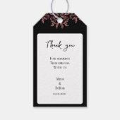 Modern minimalist wedding with flower black gift  cadeaulabel (Voorkant)