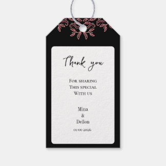 Modern minimalist wedding with flower black gift  cadeaulabel