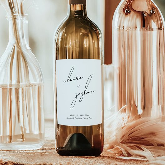 Modern Minimalist & Whimsical Double Sided Wijn Etiket