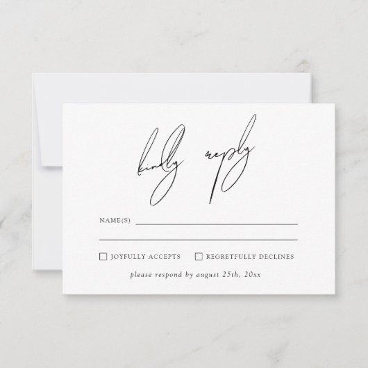Modern Minimalist & Whimsical Script RSVP Kaart (Voorkant)