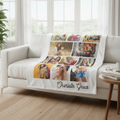 Modern Minimalist White 10 Photo Collage With Name Fleece Deken