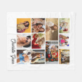Modern Minimalist White 10 Photo Collage With Name Fleece Deken (Voorkant (Horizontaal))