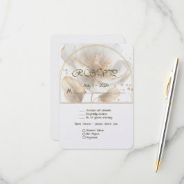 Modern Minimalist White and Gold Wedding RSVP Kaartje