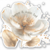 Modern Minimalist White and Gold Wedding Sticker (Voorkant)