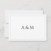 Modern minimalist white black wedding  RSVP kaartje (Achterkant)