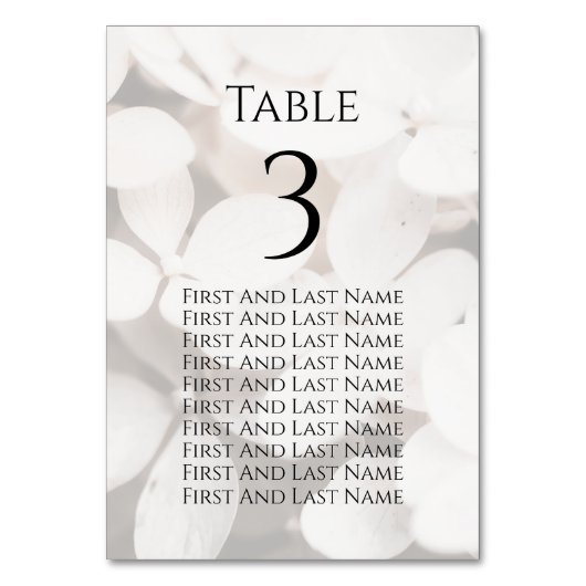 Modern Minimalist White Floral Seating Chart Card Kaart (Voorkant)
