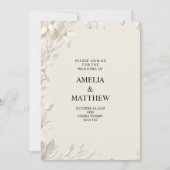 Modern Minimalist White Floral Wedding Invitation Kaart (Voorkant)