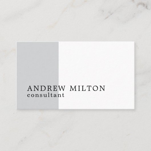 Modern Minimalist White Grey Black Consultant Visitekaartje (Voorkant)