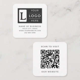 Modern Minimalist White QR Code Custom Logo Vierkante Visitekaartje