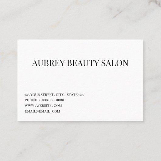 Modern minimalist white script  Black Visitekaartje (Achterkant)