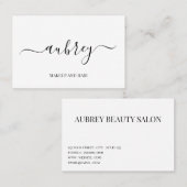 Modern minimalist white script  Black Visitekaartje (Voorkant / Achterkant)