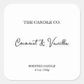 Modern Minimalist White Script Candle Label  (Voorkant)