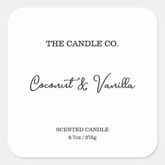Modern Minimalist White Script Candle Label  (Voorkant)
