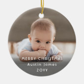 Modern Minimalist White Typography Overlay 2 Photo Keramisch Ornament (Voorkant)