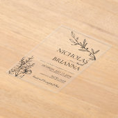 Modern Minimalist White Wildflower Wedding Acryl Uitnodigingen (Laagn)