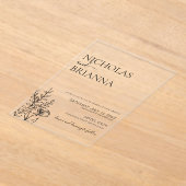 Modern Minimalist Wildflower Simple Wedding Acryl Uitnodigingen (Laagn)