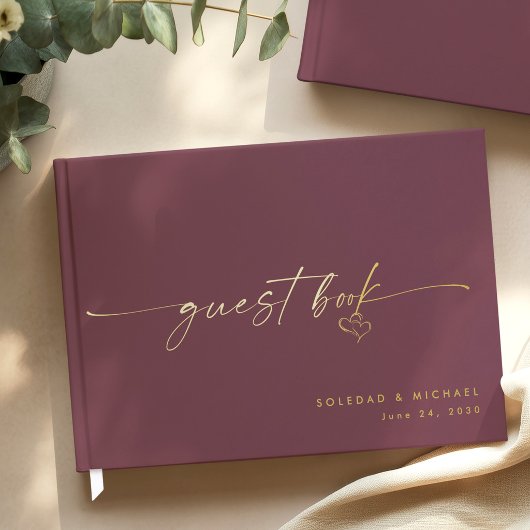 Modern Minimalist Wine Script Wedding Gastenboek