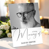 Modern Minimalist With Photo In Loving Memory Reclamebord Met Voetstuk