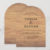 Modern Minimalist Wooden Texture Wedding Kaart (Voorkant / Achterkant)