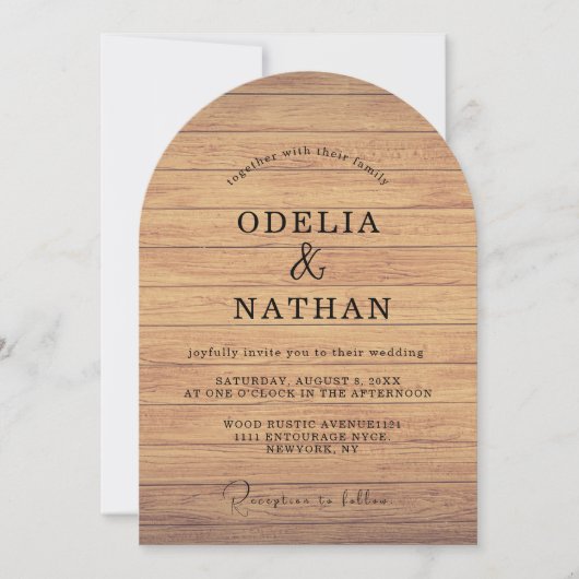Modern Minimalist Wooden Texture Wedding Kaart (Voorkant)