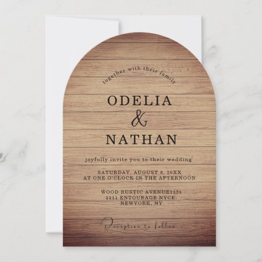 Modern Minimalist Wooden Texture Wedding Kaart (Voorkant)