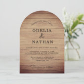 Modern Minimalist Wooden Texture Wedding Kaart (Staand voorkant)