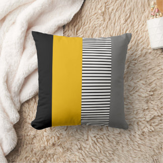 Modern Minimalist Yellow & Gray Striped Geometric Kussen