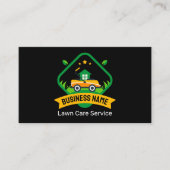 Modern Minimalist Yellow Green Lawn Mowing Logo Visitekaartje (Voorkant)