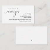 Modern minimalist, zwart script, online RSVP Informatiekaartje (Voorkant / Achterkant)