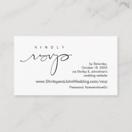 Modern minimalist, zwart script, online RSVP Informatiekaartje