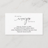 Modern minimalist, zwart script, online RSVP Informatiekaartje (Voorkant)